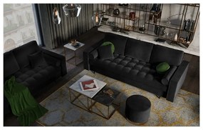 Разтегателен диван от черно кадифе Santo - Milo Casa