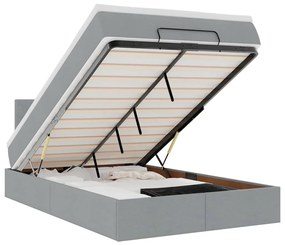 3312208 vidaXL Османска легло с матрак и LED, светлосиво, 120x190 см, плат