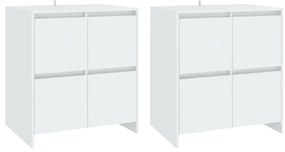 3098089 vidaXL Бюфети, 2 бр, бели, 70x41x75 см, инженерно дърво