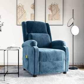 342420 vidaXL Масажен стол, син, кадифе