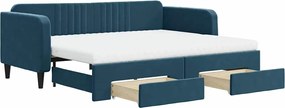 3197134 vidaXL Канапе с изтеглящо легло и чекмеджета синьо 90x200 см кадифе
