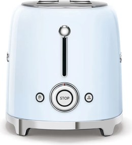Тостер за хляб SMEG 50's Style TSF01PBEU, 950W, 2 филии, 6 нива, Тавичка за трохи, Вграден кабел, Неръждаема стомана, Син