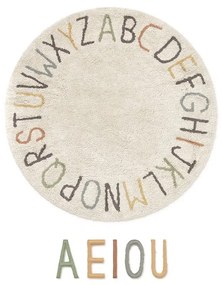 Кремаво памучно детско килимче за игра ø120 cm ABC Color and Letters – Lorena Canals