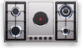 Klarstein MultiChef 5 Hot Plate, електрически и газов котлон, 5 зони за готвене, 4 горелки, 1 електрически котлона