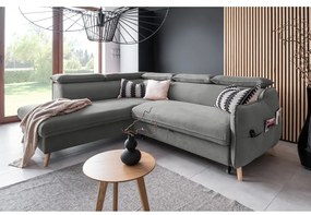 Ъглов разтегателен диван от светлосиво кадифе (ляв ъгъл) Sweet Harmony - Miuform