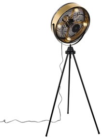 Подов вентилатор черен със злато 4 светлини с димиране - Kim