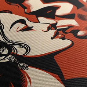 Картина на платно – Страстна целувка на червено