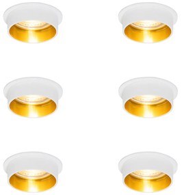 Комплект от 6 модерни вградени спота бели със златист интериор - Insta