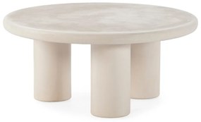 Кремава кръгла масичка за кафе от декор от камък ø 80 cm Iriel – MOME