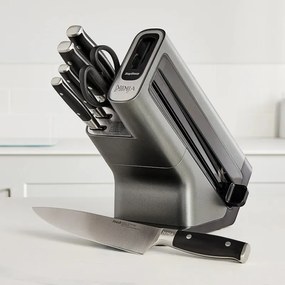 Комплект кухненски ножове с точило Ninja K32014EUUK, 6 части, StaySharp, Ергономичен дизайн, Сребрист/черен