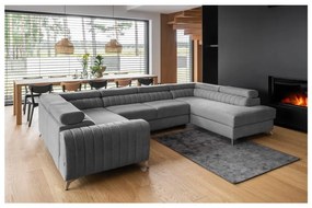 Тъмносив сгъваем/с място за съхранение ъглов диван (десен ъгъл/U форма) Louis – ELTAP