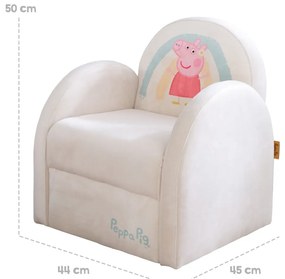 Бял кадифен детски стол Peppa Pig – Roba