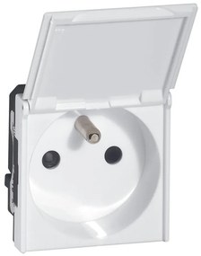 Legrand 077119 Kонтакт 2P+E с капачка Mosaic 2M френски стандарт с автоматични клеми бял - 077119