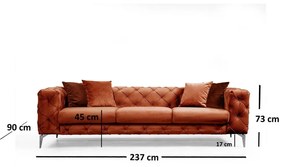 Оранжев кадифен диван 237 см Como – Artie