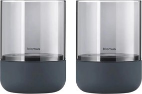 Комплект от 2 свещника от сиво стъкло с бетонна основа Calma - Blomus