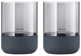 Комплект от 2 свещника от сиво стъкло с бетонна основа Calma - Blomus