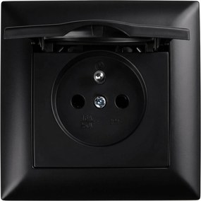 Единичен контакт със заземяване и капаче с рамка OSTE JNH005-G Black