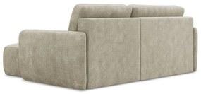 Бежов шенилов разтегателен ъглов диван с място за съхранение (десен ъгъл) Lilo – Makamii