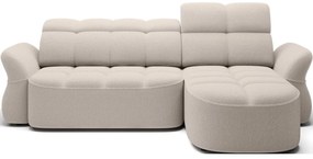 Бежов сгъваем/с място за съхранение ъглов диван от прежда с примки от букле (десен ъгъл) Beneth – ELTAP