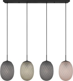 Матово черно висящо осветително тяло със стъклен абажур Facette – Trio