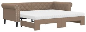 3197730 vidaXL Канапе с походно легло и матрак, 90x200 см изкуствена кожа