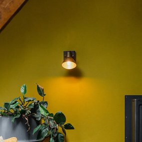 Индустриален таванен прожектор бронз с дърво 18 см - Mangoes