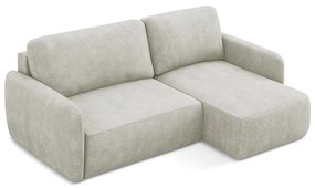 Кремав шенилов разтегателен ъглов диван с място за съхранение (десен ъгъл) Lilo – Makamii