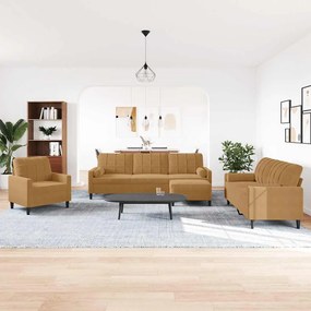 3278468 vidaXL Мека мебел от 4 части с възглавници и болстери кафяв кадифе