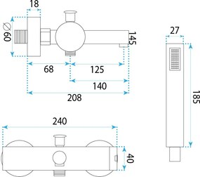 Смесител за вана Rea Pixel Black