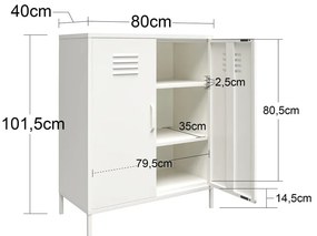Бяло метално шкафче 40x102x80 cm Mission District – Støraa