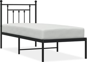 353527 vidaXL Метална рамка за легло с горна табла, черна, 75x190 см