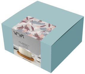 Чаша за чай с чинийка Viva Scandinavia ELLA CLASSIC V79741, 250 мл, Порцелан, Бял/жълт