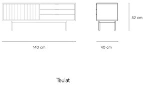 Бяла маса за телевизор от дъб 140x52 cm Sierra - Teulat
