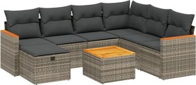 3265337 vidaXL Градински комплект диван с възглавници 8 части сив полиратан