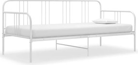 324750 vidaXL Рамка за легло, разтегателен диван, бяла, метал, 90x200 см