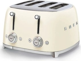 Тостер за хляб SMEG 50's Style TSF03CREU, 2000W, 4 филии, 6 нива, Тавичка за трохи, Вграден кабел, Неръждаема стомана, Кремав