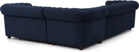 Син кадифен разтегателен ъглов диван (десен ъгъл L форма) York Blik – Ropez