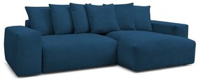 Син сгъваем/с място за съхранение ъглов диван от рипсено кадифе Voltaire – Bobochic Paris