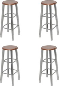 277174 vidaXL Бар табуретки, 4 бр, сребристо и кафяво, МДФ