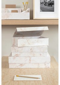 Бежови картонени кутии за съхранение в комплект от 3 бр. с капаци 42,5x29,5x13 cm Kian Paper Laminate – Bigso