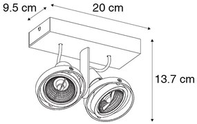 Модерен таванен прожектор бял 2-светлини GU10 70mm - Master