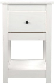 Нощно шкафче Khan, бяло, 40x35x61,5 см, борово дърво масив