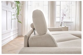 Кремав разтегателен ъглов диван от рипсено кадифе (променлив) Monaco – Bobochic Paris