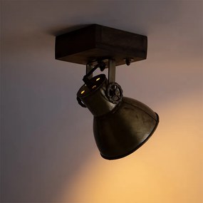 Индустриален таванен прожектор бронз с дърво 18 см - Mangoes