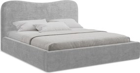Светлосиво двойно легло 180x200 cm тапицирано с място за съхранение с включена подматрачна рамка Kahai – Makamii