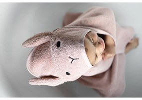 Розово-кафява памучна детска хавлия с качулка 75x75 cm Rabbit – Kindsgut