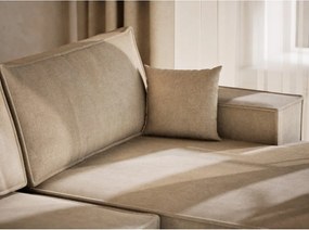 Бежов шенилов сгъваем/с място за съхранение ъглов диван (U форма) Kyoto – Maison de Rêve