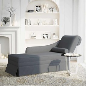 4009783 vidaXL Кушетка с болстер и десен подлакътник, тъмносив, кадифе