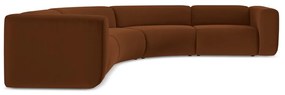 Оранжев/кафяв кадифен ъглов диван Ekahi – Makamii