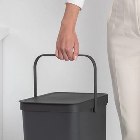 Кош за разделно събиране на боклук Brabantia Sort&Go 1004140, 40 л, Дръжка, Възможност за стенен монтаж, Тъмносив